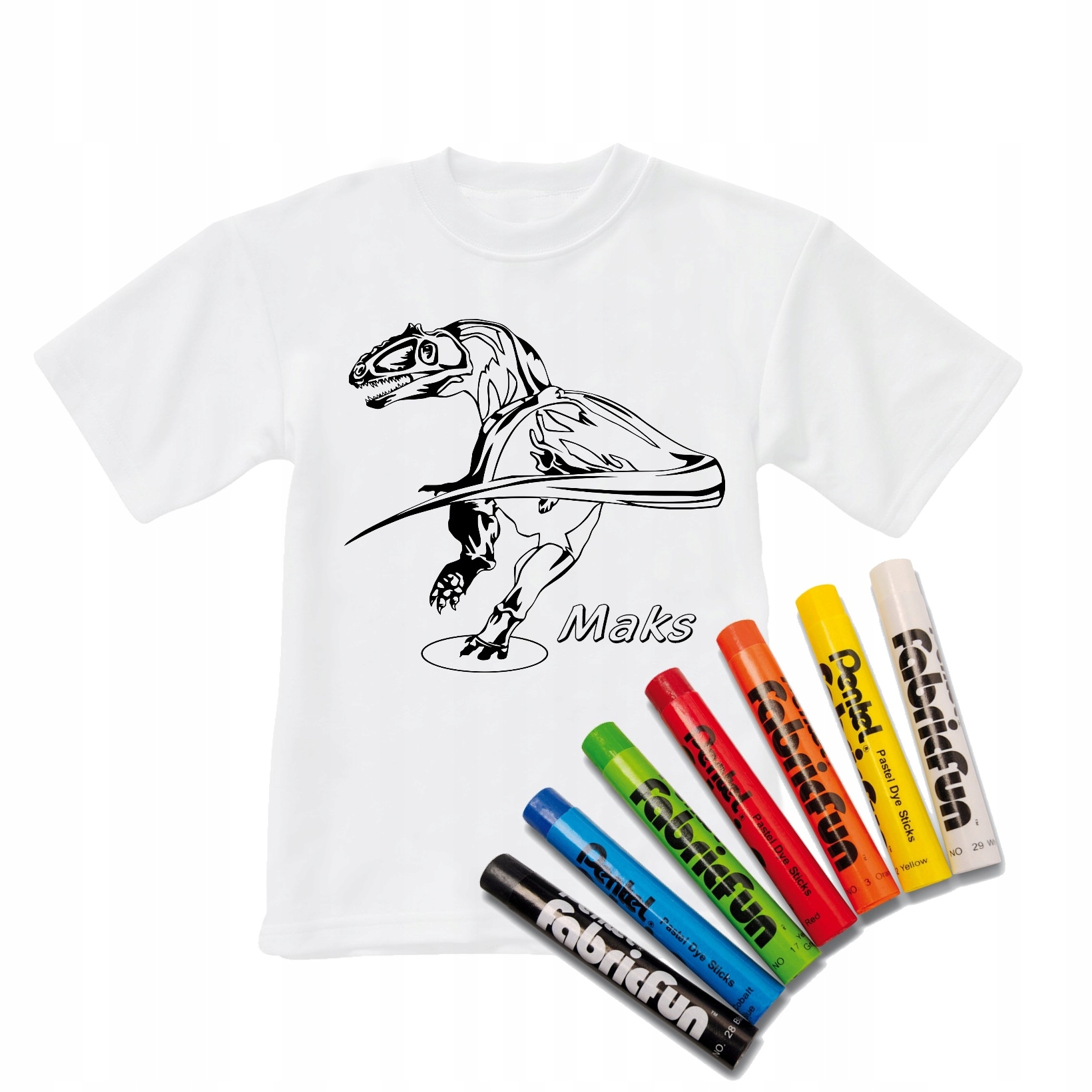 

Koszulka 122-128 do kolorowania+pastele T-rex 22