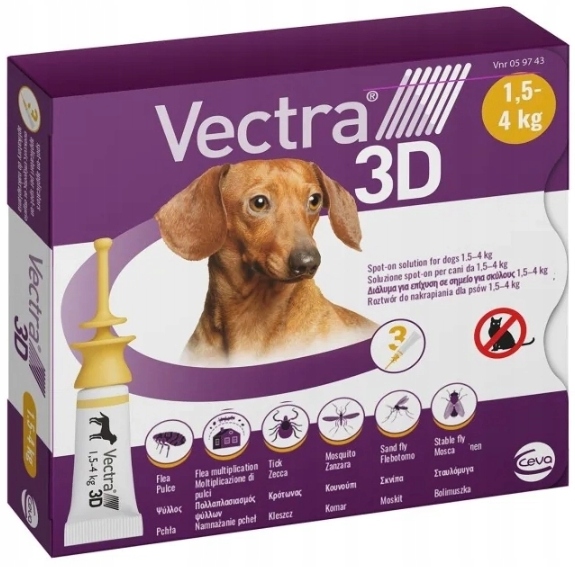 Vectra 3D krople na pchły i kleszcze dla psa 1,5-4 kg 3x0,8 ml