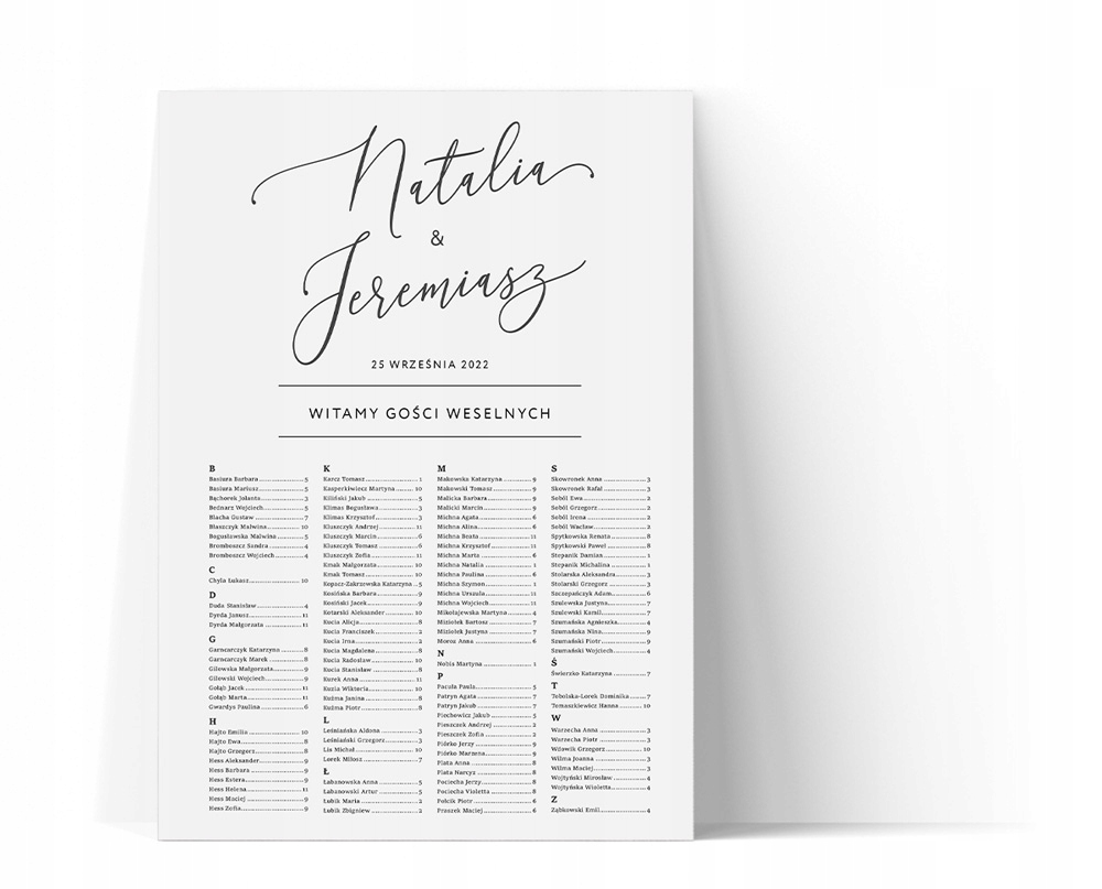 Plan stołów weselnych "Aurelia" EAN (GTIN) 0000587447830