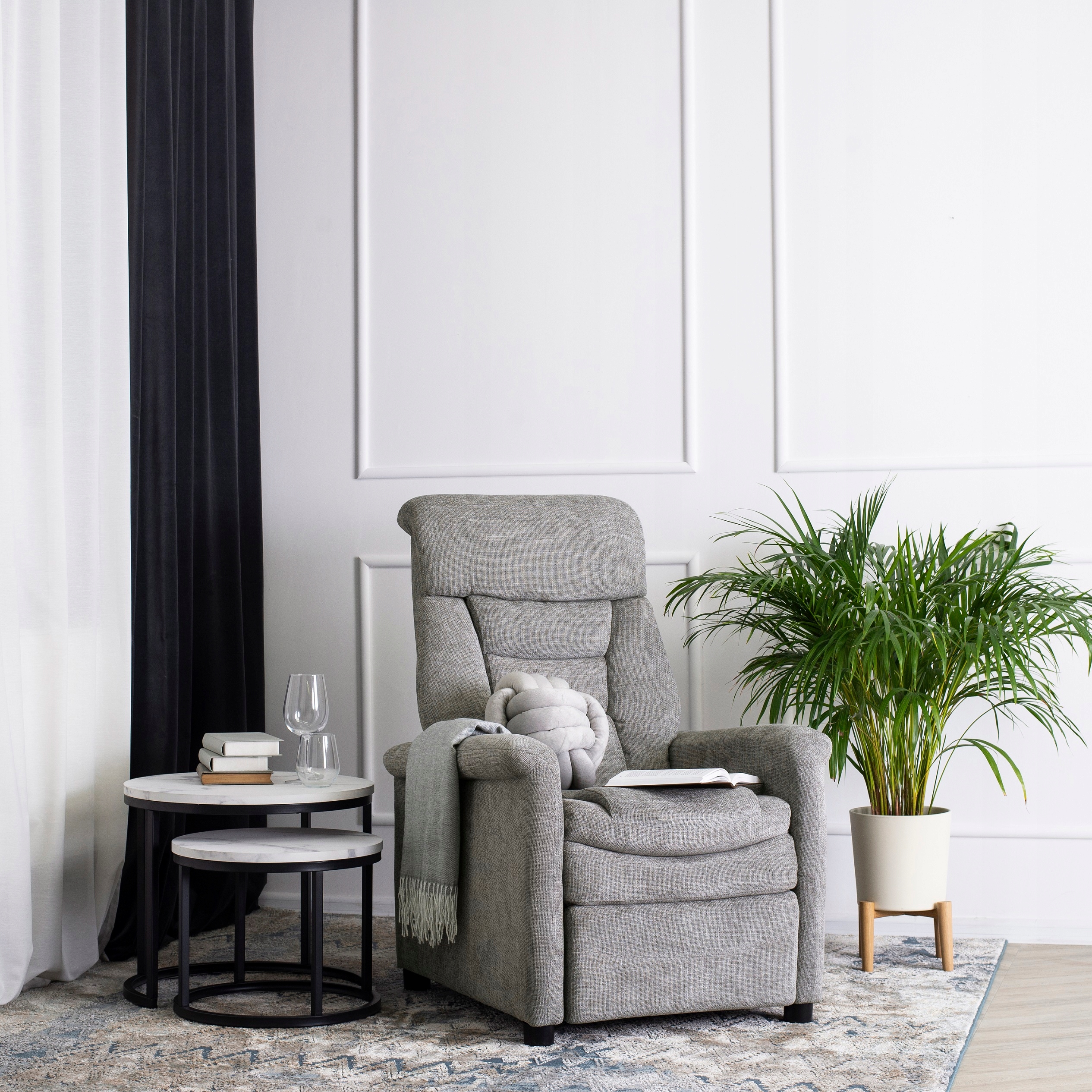 Fotel Rozkładany Wypoczynkowy Wygodny Do Salonu Do Spania Szary NORDI EAN (GTIN) 5906284101745