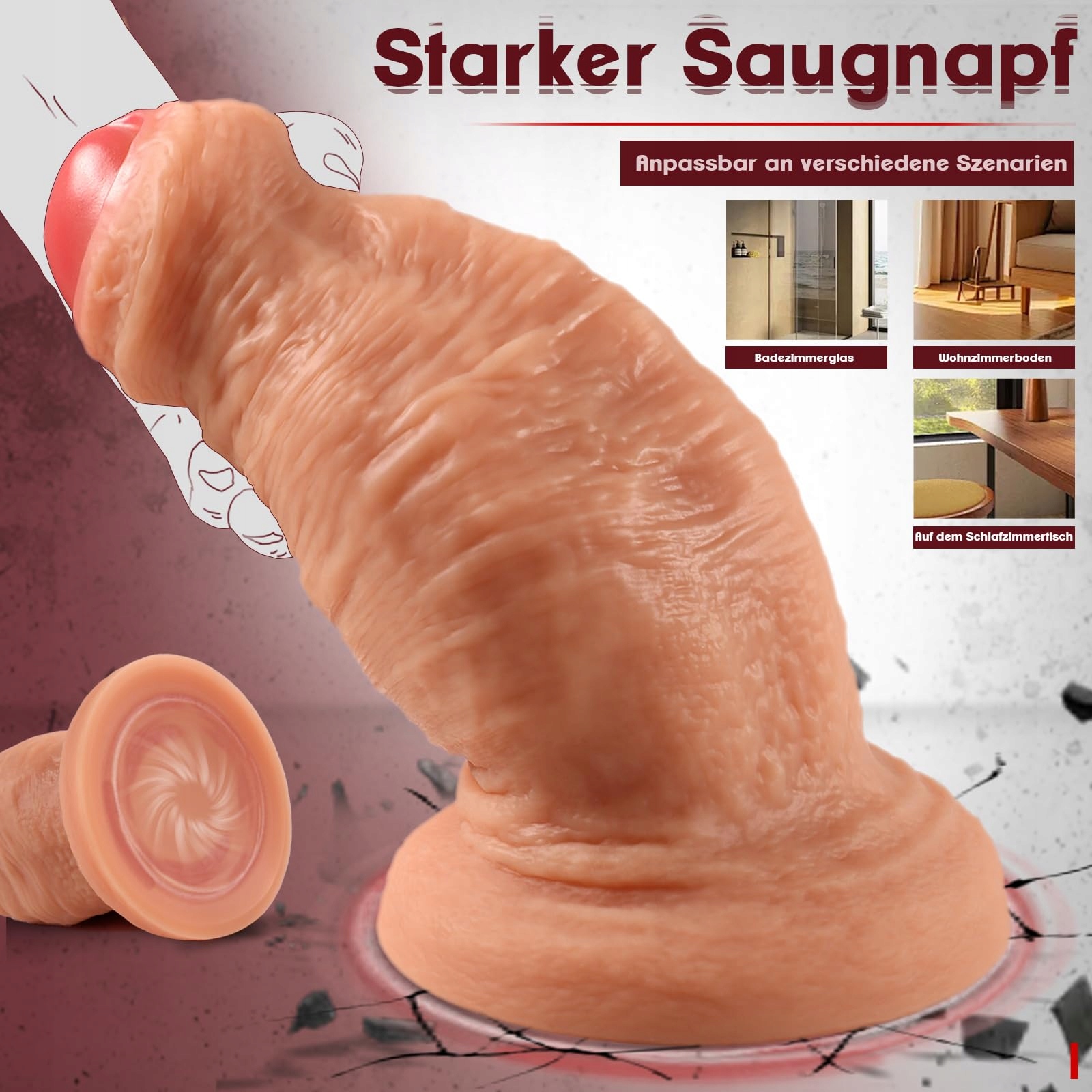 XXL REALISTYCZNY DILDO SILIKONOWY Z PRZYSSAWKĄ DLA DOROSŁYCH — miniatura 5