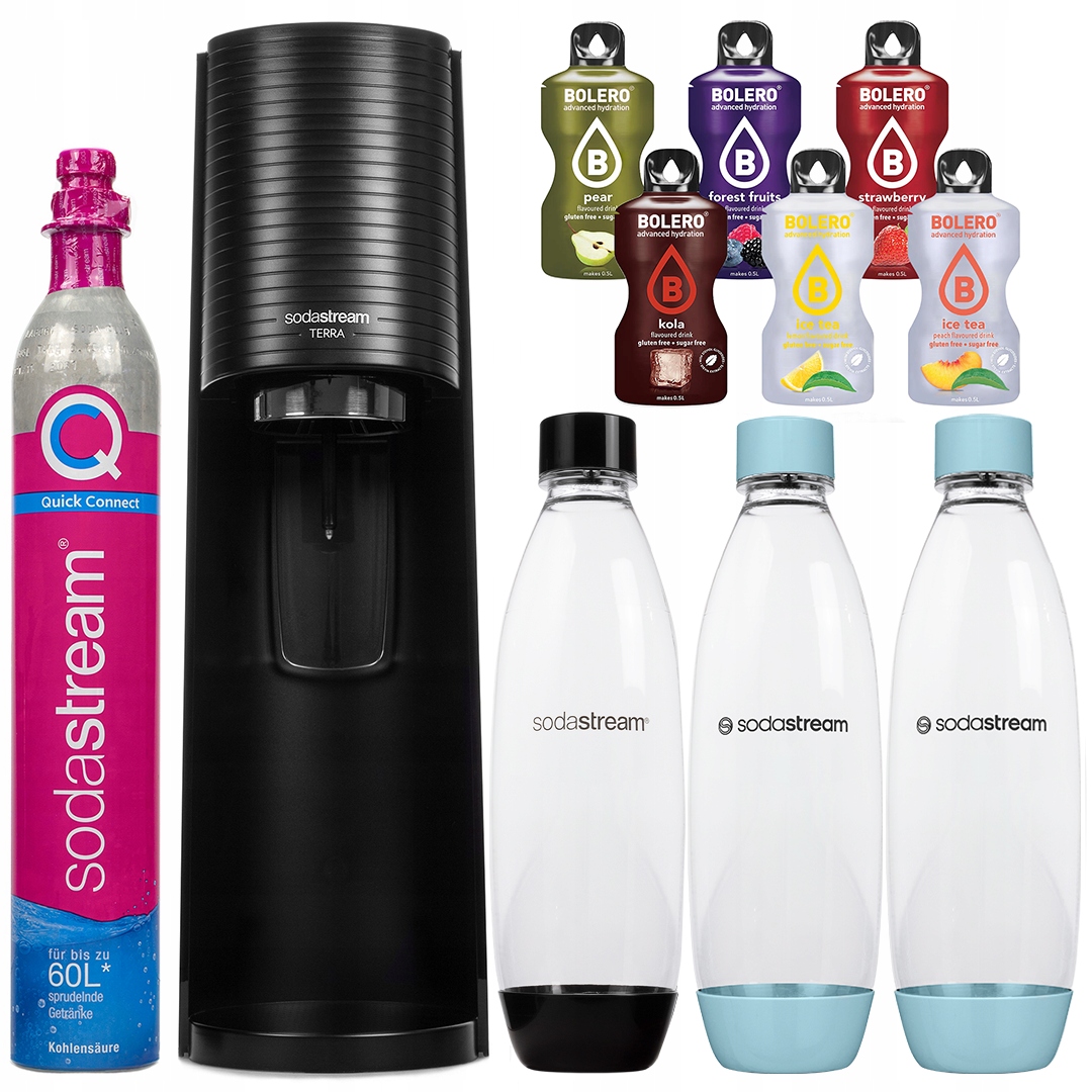 Výrobník Sody Na Perlivou Vodu Sodastream Terra Černý 3 Lahve Přísady