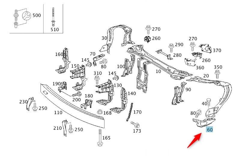 Držák okuláru levý Mercedes C W203 A2036201934