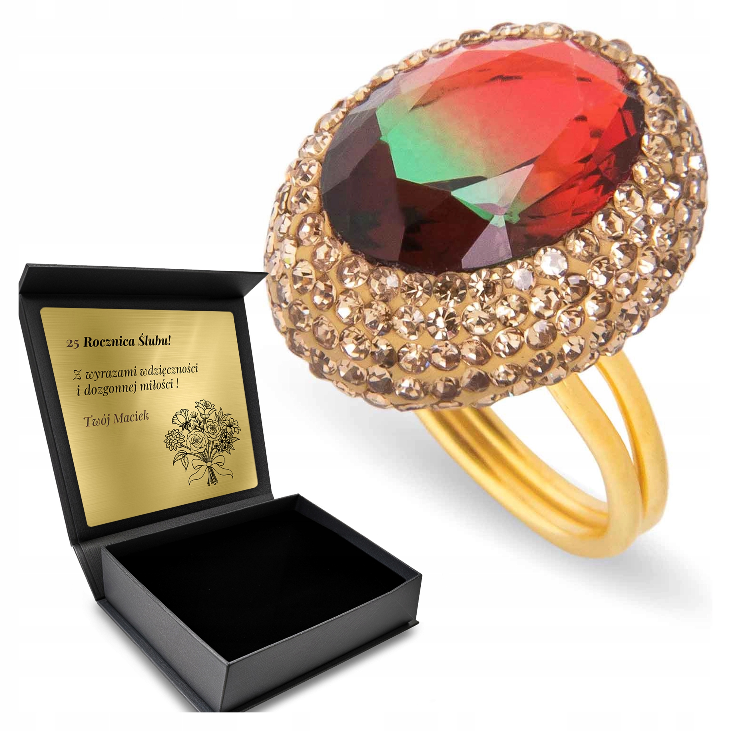 Prstýnek Zirkony Turmalín Stříbrné Šperky 925 Pro Ženu Gravírování