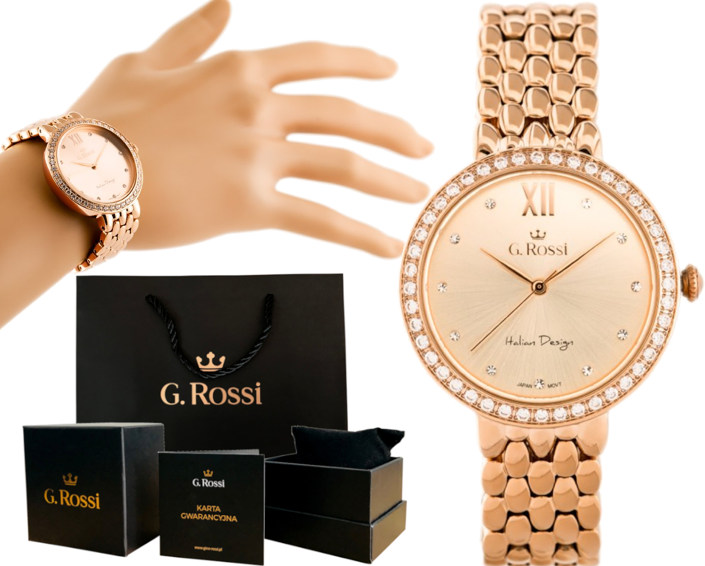 

Oryginalny Zegarek Damski Bransoleta Stalowa + Box