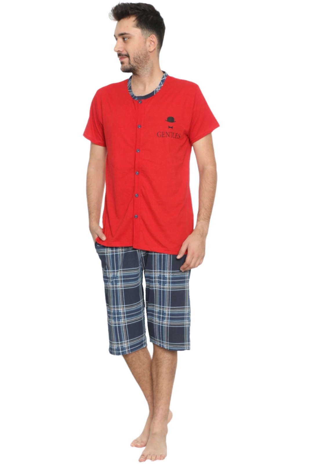 PIŻAMA MĘSKA KRÓTKI RĘKAW CAŁA ROZPINANA/BAWEŁNA Marka La Penna