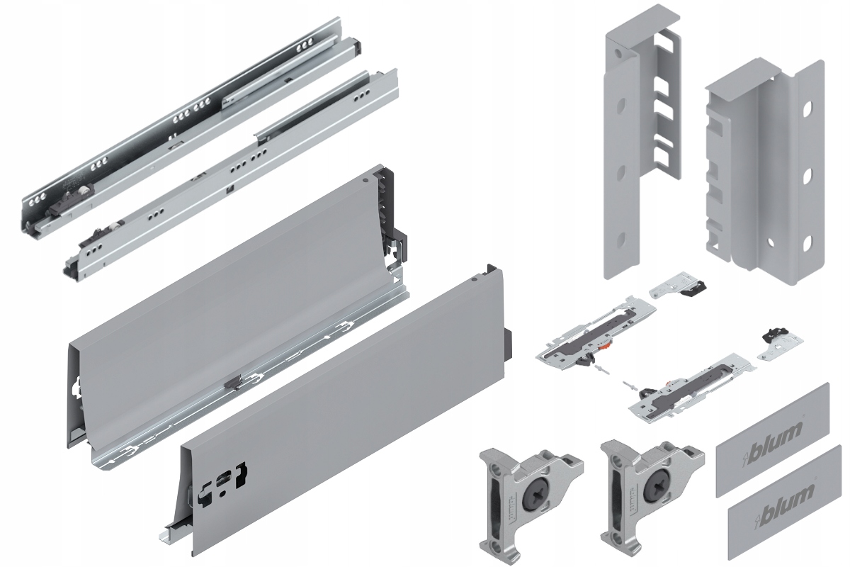 Blum Šuplík 400 Zásuvka střední Tip-On K šedá