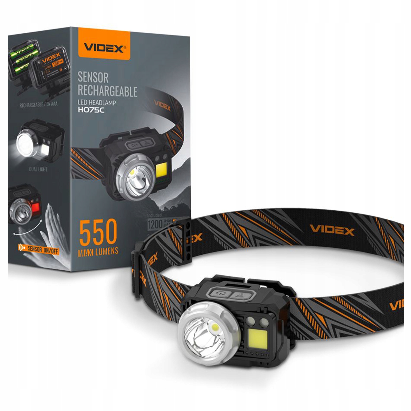 Latarka Czołowa Led Czołówka Mocna 5W 5000lm Videx Czujnik Ruchu Videx IP65