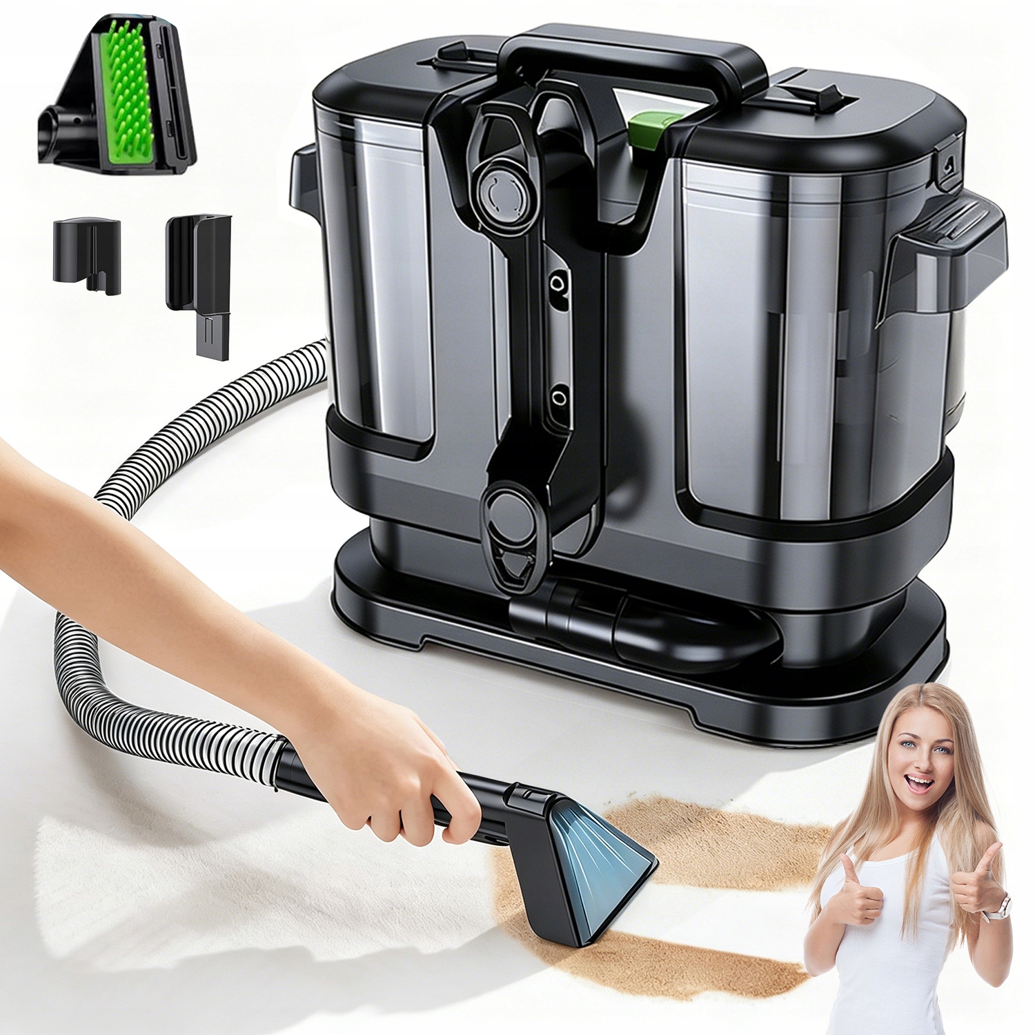 Tepovač Výkonný 450W Úzka Sáčka Na Pranie Čalúnenia Kobercov 2v1