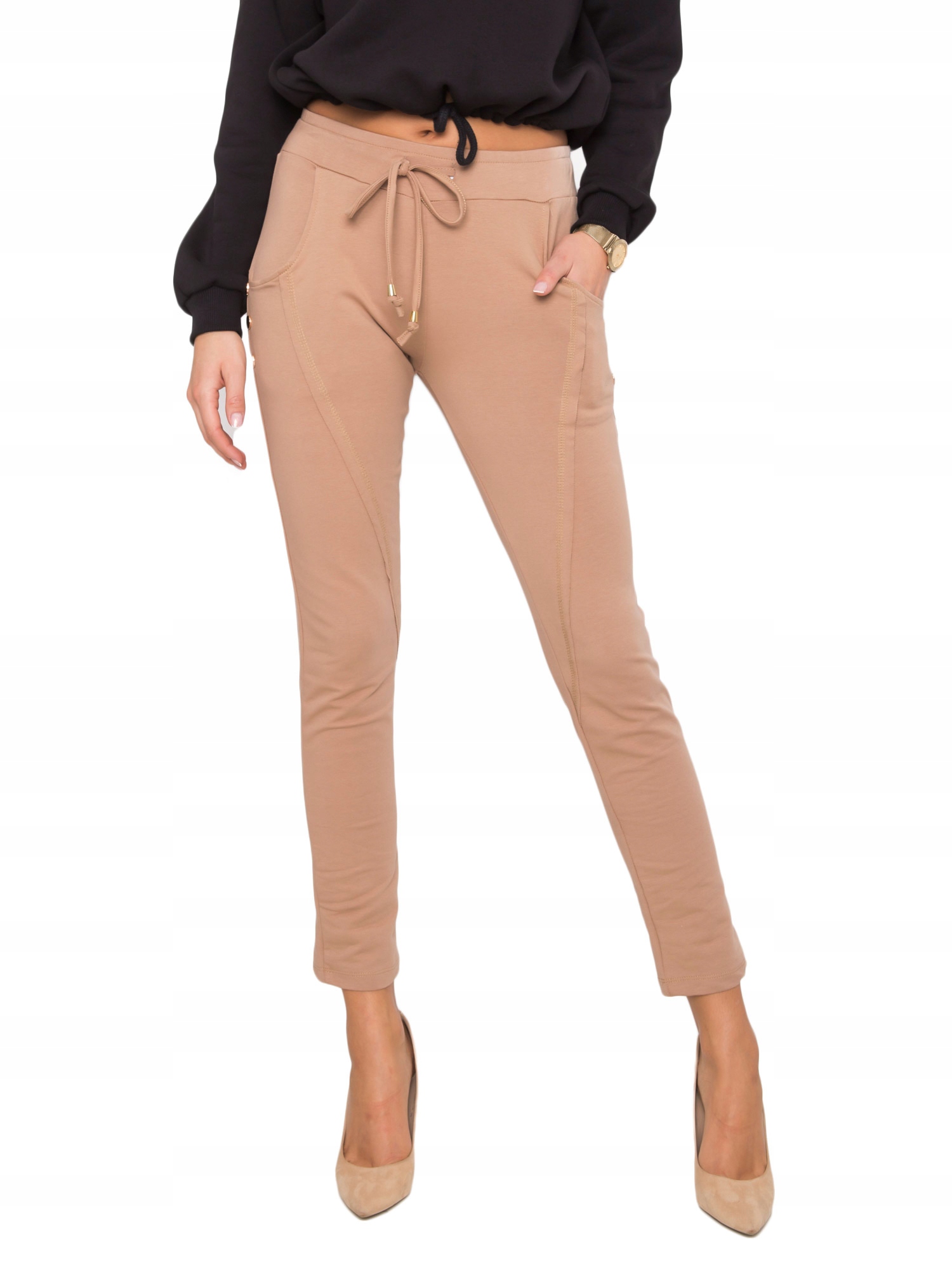 

Wygodne bawełniane Spodnie damskie kieszenie - S