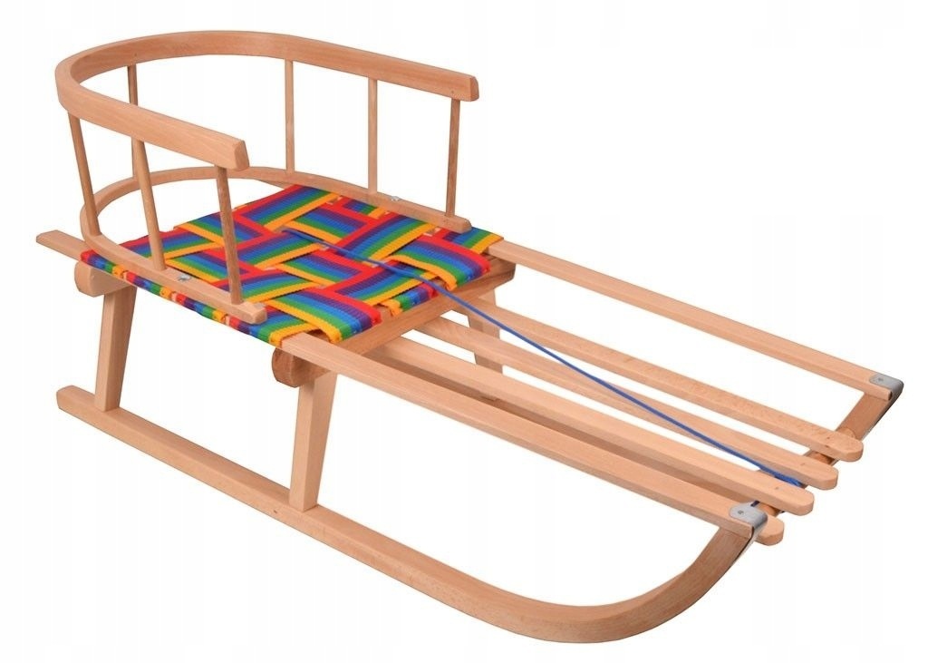 Sanki drewniane z oparciem, bukowe, Polskie, nowe