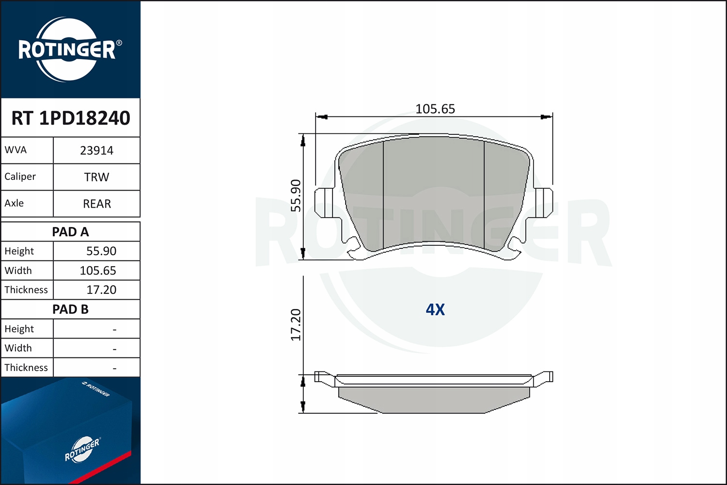 KLOCKI HAMULCOWE RT 1PD18240 Producent części Rotinger