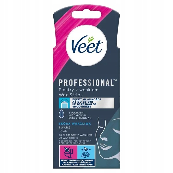 Veet Easy-Gel, přesné náplasti s voskem pro depilaci obličeje, citlivá pokožka