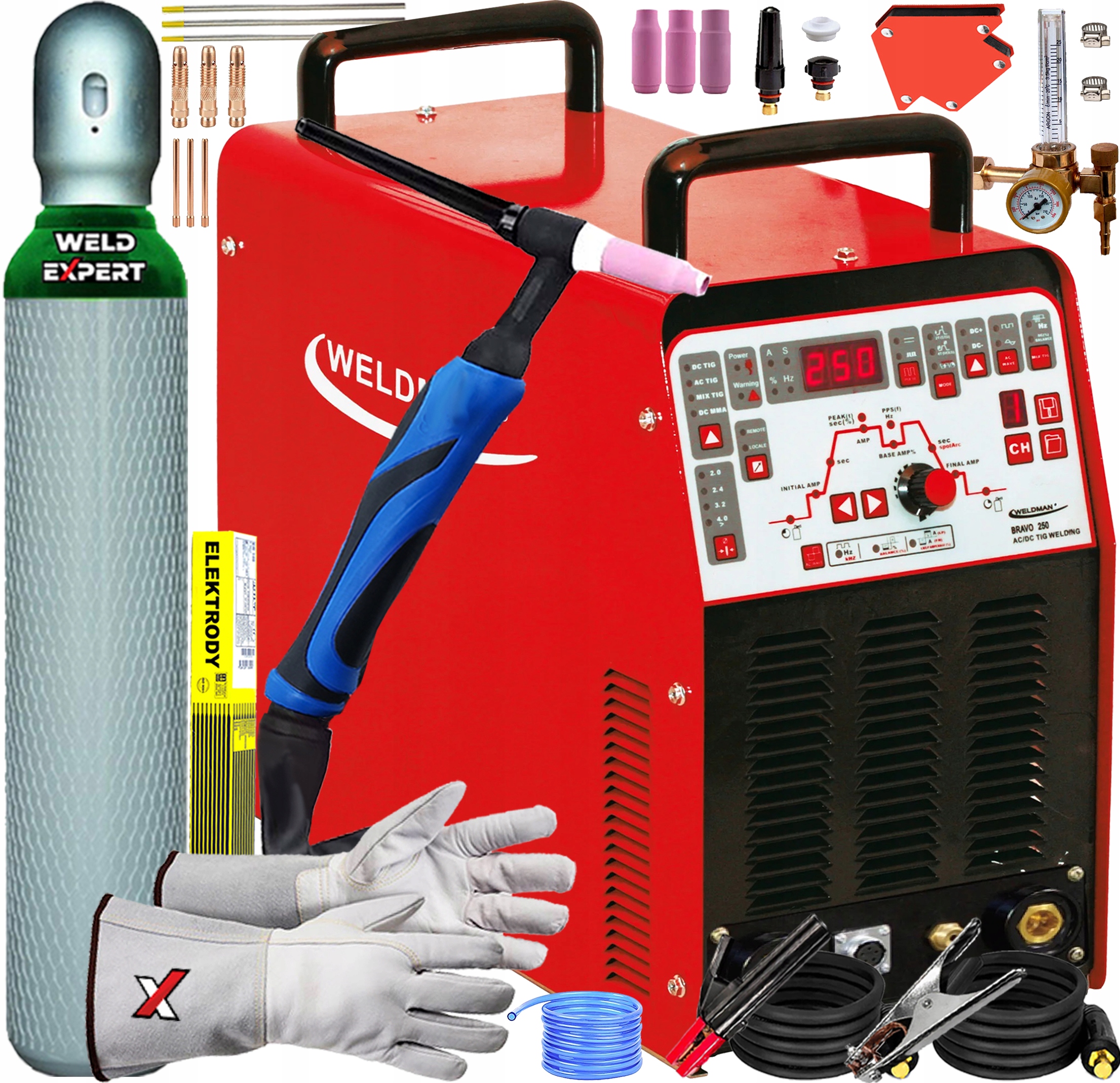 Invertorová Svářečka Weldman Bravo Tig 250 Ac/dc Hf Puls Bod Mma Paměť