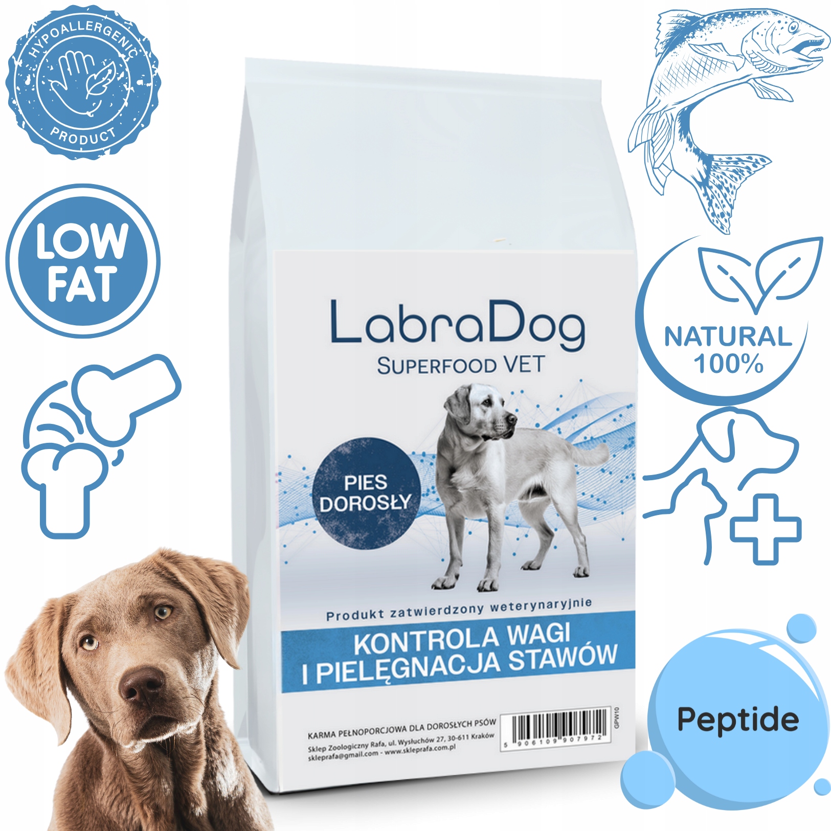 Levně LabraDog Vet Hydrolyzované peptidy Ryba pro psy s onemocněním kloubů 10 kg