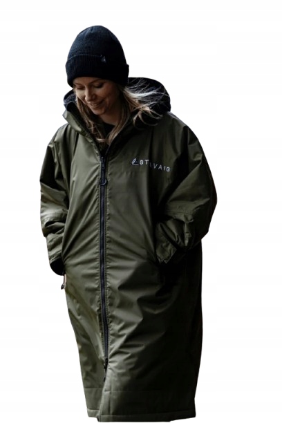 Voděodolná Zelená Dlouhá Bunda S Kapucí Unisex L J7H
