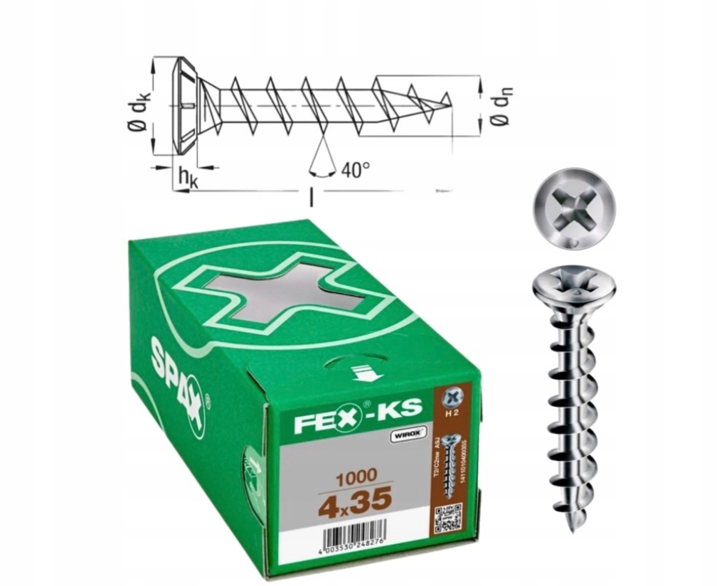 Šroub do oken Fex-a Wirox Spax 4.2 x 35 Ks Wirox 1000 ks