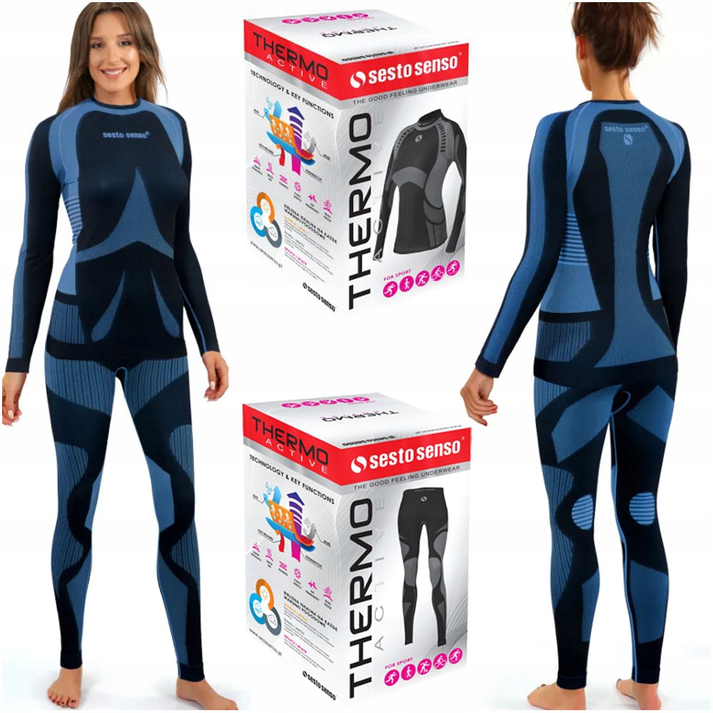 Bielizna Termoaktywna Damska oddychająca termo pod odzież blue Pl XL