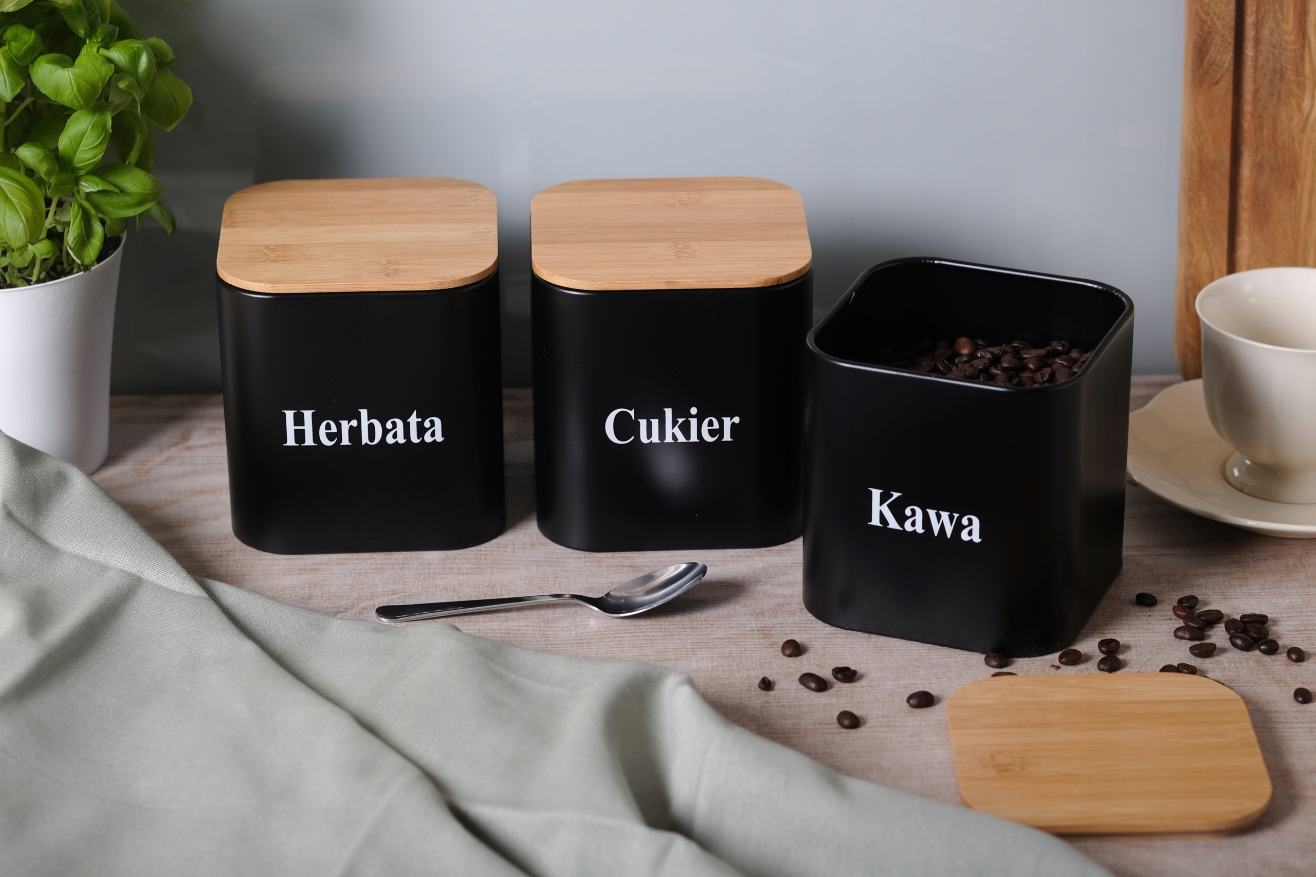 CHLEBAK ZESTAW POJEMNIK KAWA HERBATA CUKIER BAMBUS Marka Brunbeste