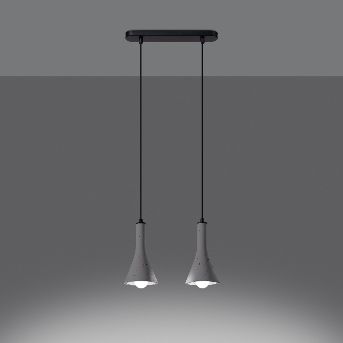 Klasická závesná lampa Rea betón dvojitá, šedá; na chodbu, do kancelárie