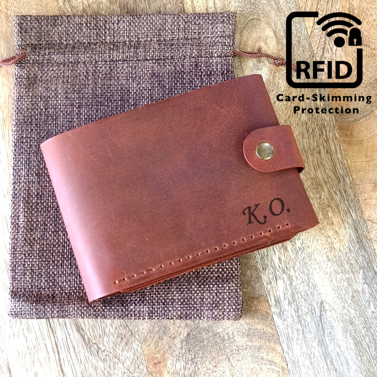 Pánská kožená peněženka s Rfid s gravírováním na 11 karet fotografie občanský průkaz