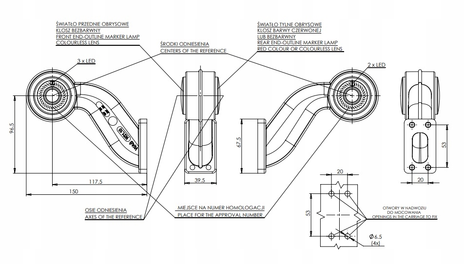 LAMPA OBRYSOWA LED DIODA WAŚ 427BCP Producent części WAŚ