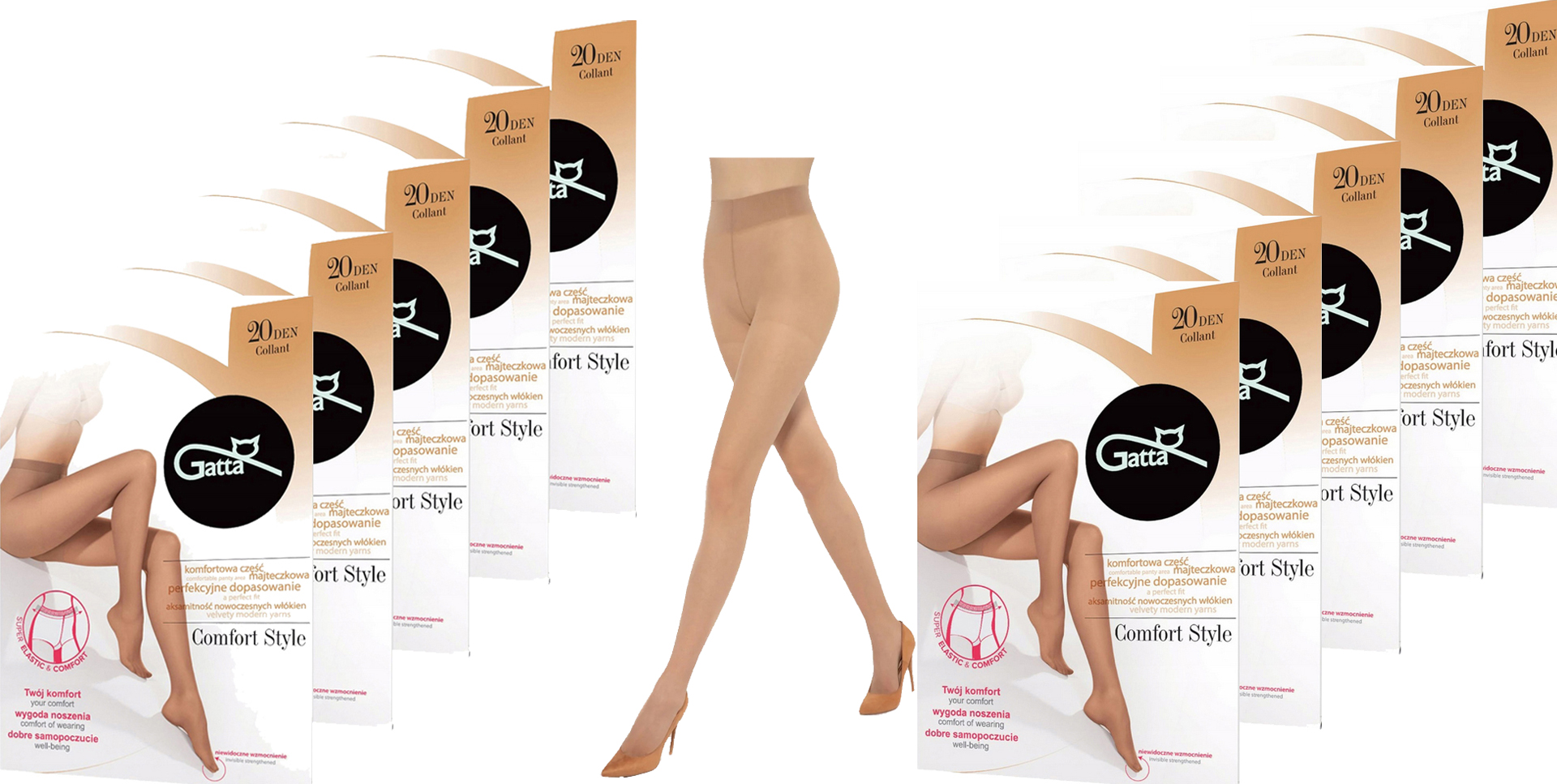 10x Punčocháče Gatta Comfort Style 20 Den 2-S Visone