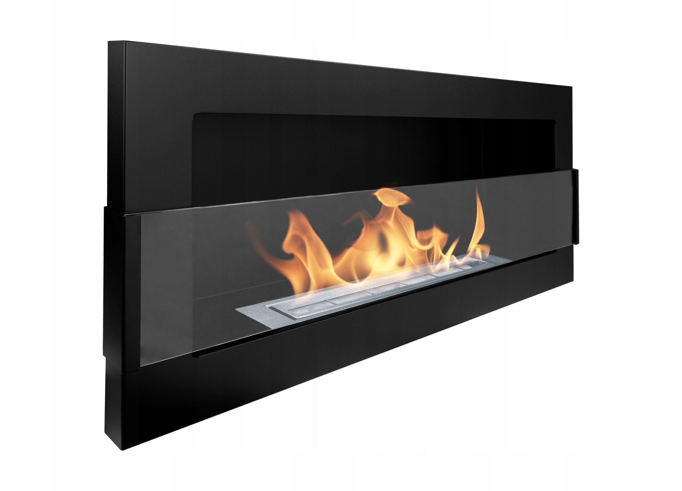 Závěsný biokrb se sklem 90x40x12 cm Černý strukturovaný mat