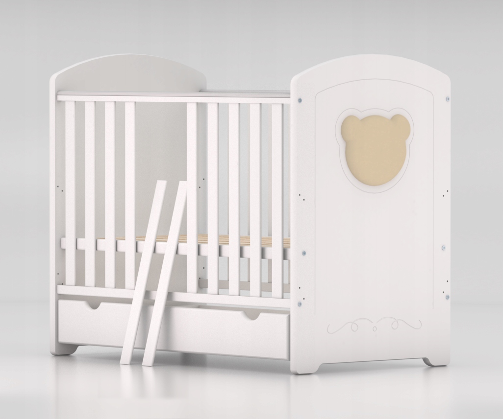 ŁÓŻECZKO BIAŁE Z SZUFLADĄ I TAPCZANIKIEM -LT Kolor biały