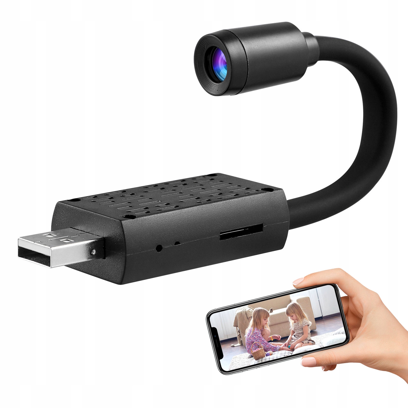 MAŁA NOCNA KAMERA BEZPIECZEŃSTWA W DOMU USB Z NAGRYWANIEM W PĘTLI RUCHU