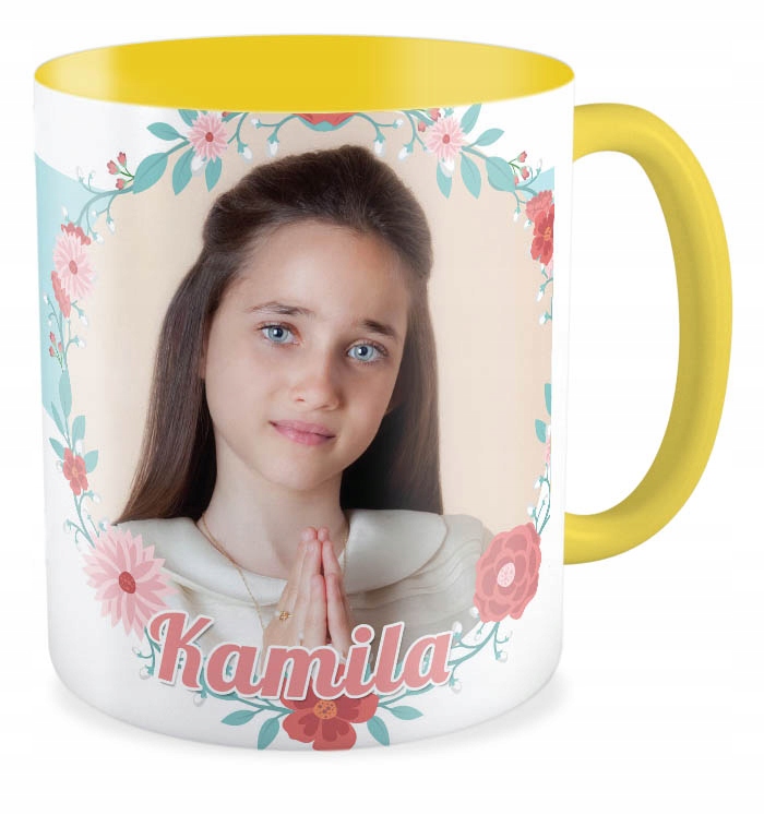 FOTO Kubek żółty KOMUNIA DLA CHRZESTNYCH KREATOR