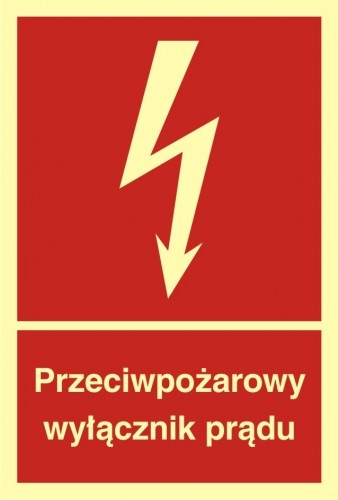 

Przeciwpożarowy wyłącznik prądu znak 15x22,2 Pcv