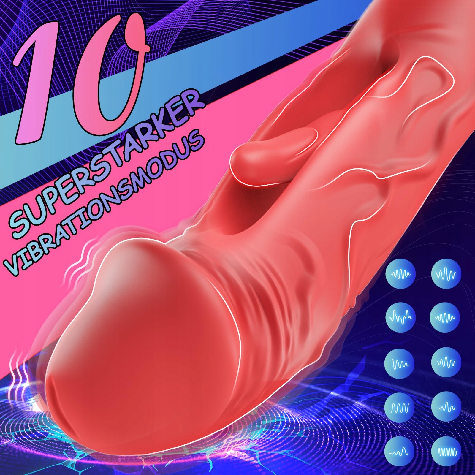 SILIKON G-PUNKT Wibrator Dla Kobiet Cichy Realistyczny Dildo 10 Trybów — miniatura 4