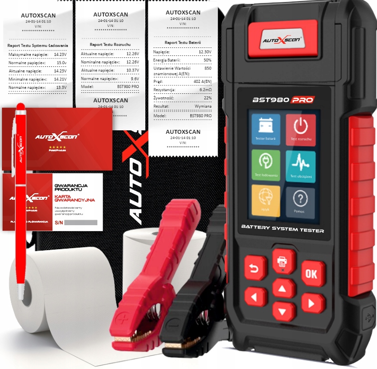Tester Akumualtorov Tlač Správ 12V/24V Autoxscan BST980 Pro Poľský