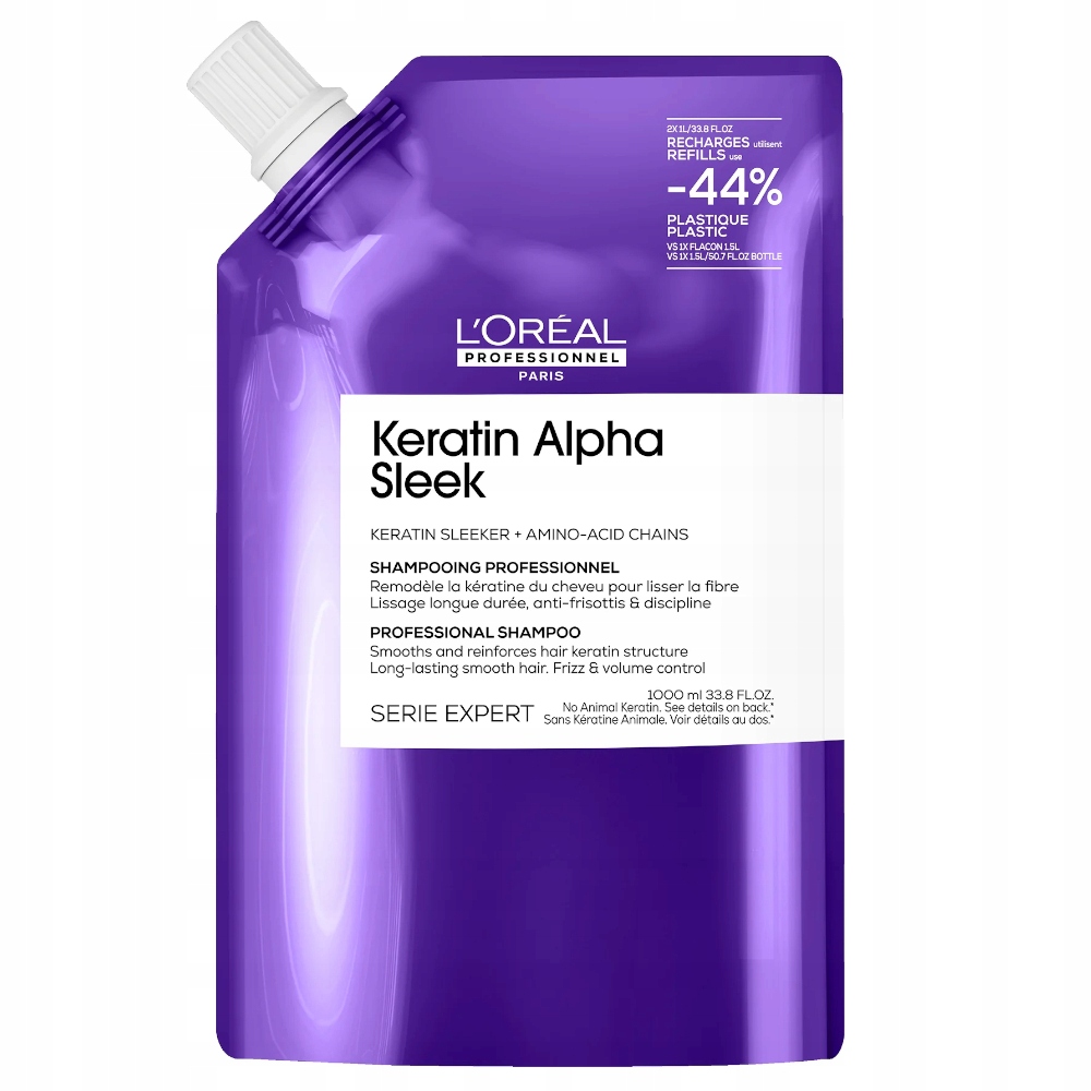 Loreal Keratin Alpha Sleek Šampon vyhlazující 1000 ml refill