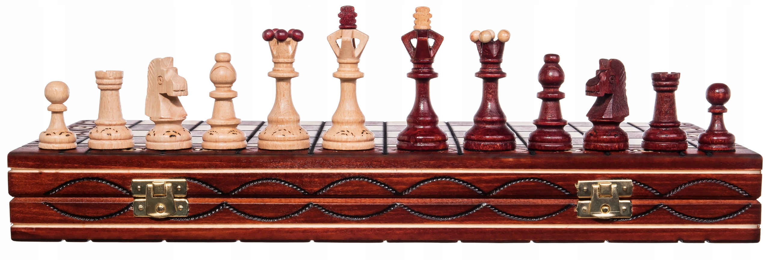 SZACHY SENATOR DREWNIANE MAHONIOWE 42 DUŻE WYPALANE KLASYCZNE GRA PLANSZOWA Nazwa CHESSCHECK Szachy drewniane Senator mahoniowy
