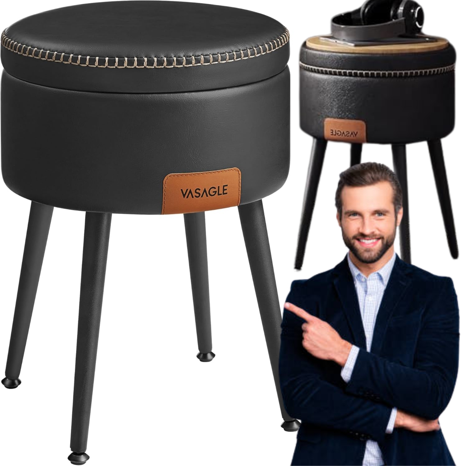 Pufa Otvárateľný stolík Podnožka do obývacej izby spálne Okrúhle sedadlo Úložný Priestor