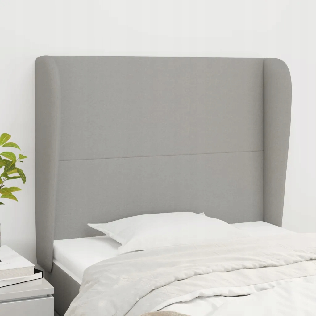 Čelo postele typu ušák světle šedé 103x23x118/128 cm textil Šedá 3117666