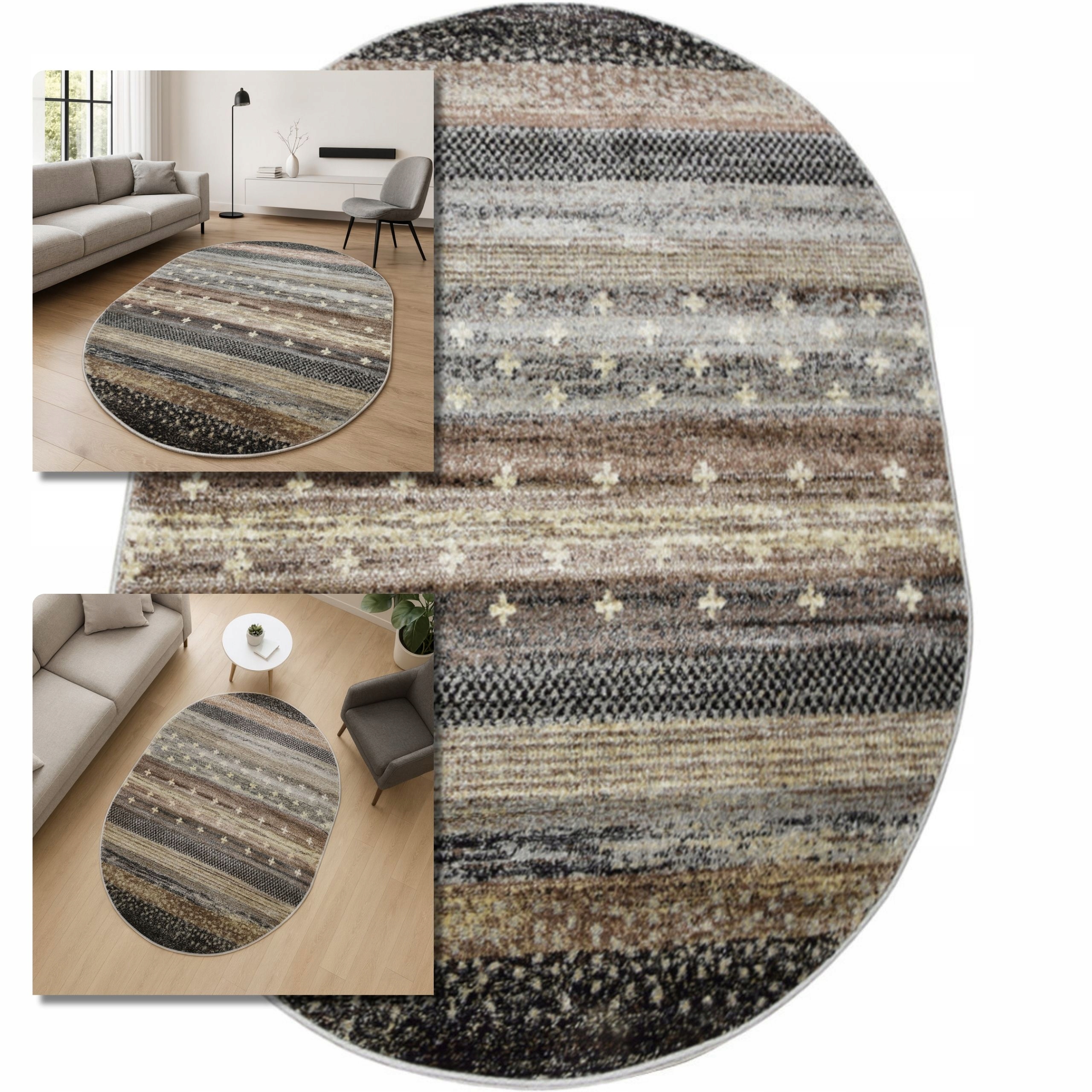 Koberec 140x200 Oválný Adventure Hnědý Koberec Do Obývacího Pokoje Moderní Koberec