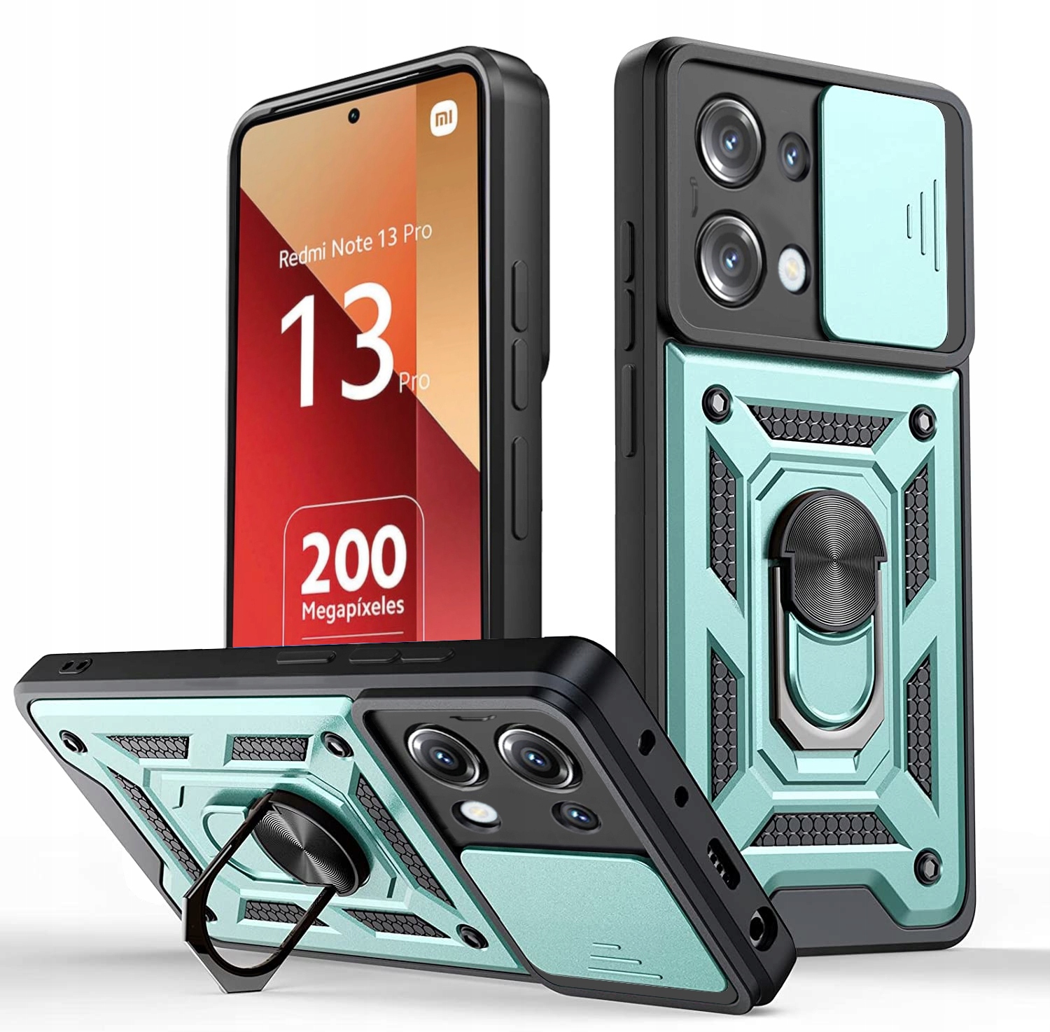 Etui PANCERNE do Xiaomi Redmi Note 13 PRO 4G + SZKŁO RING 360° SLIDE CASE Kod producenta Slide Ring_XRNOTE13PRO_4G_TP