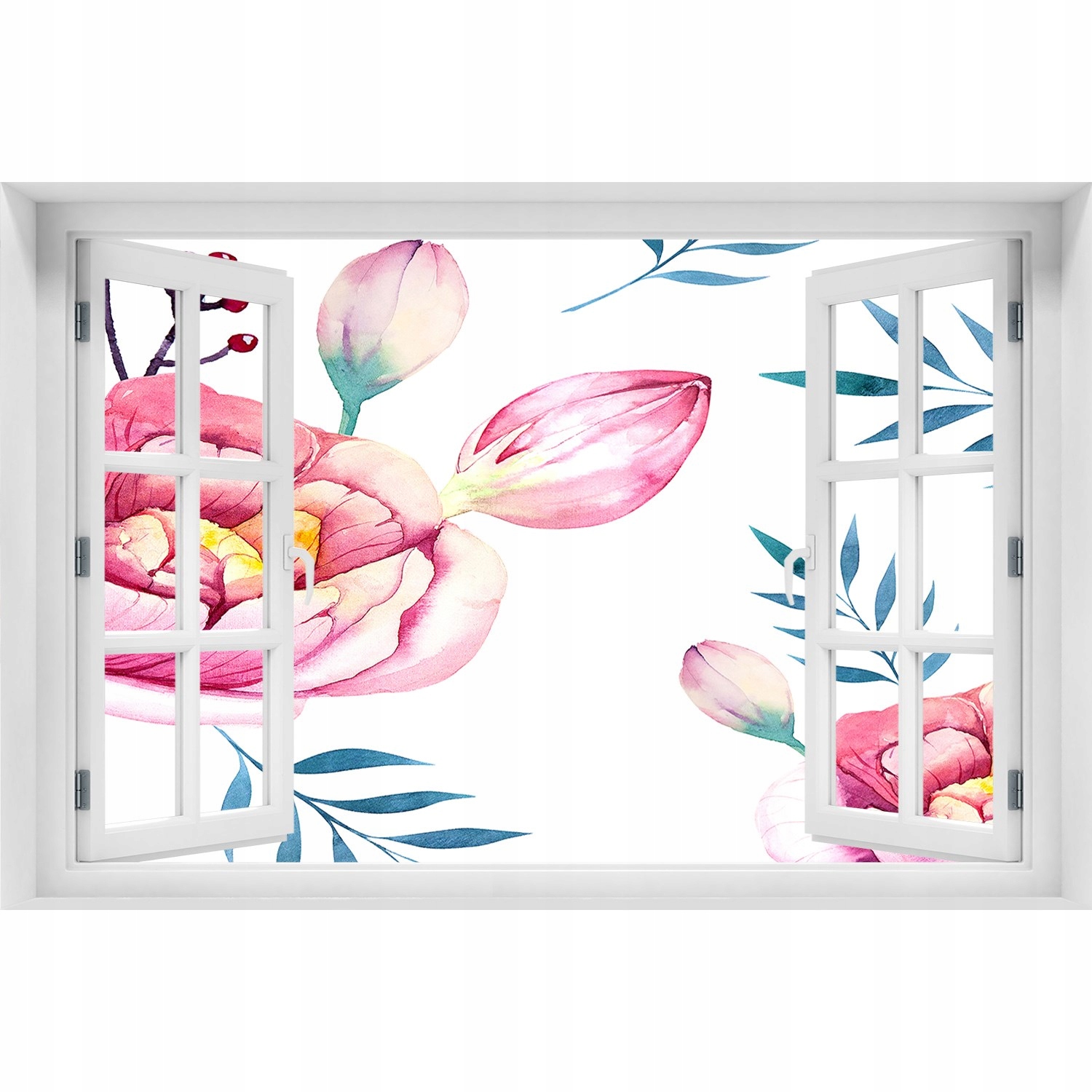 

Naklejka ścienna 3D Okno Kwiecisty wzór 120x80