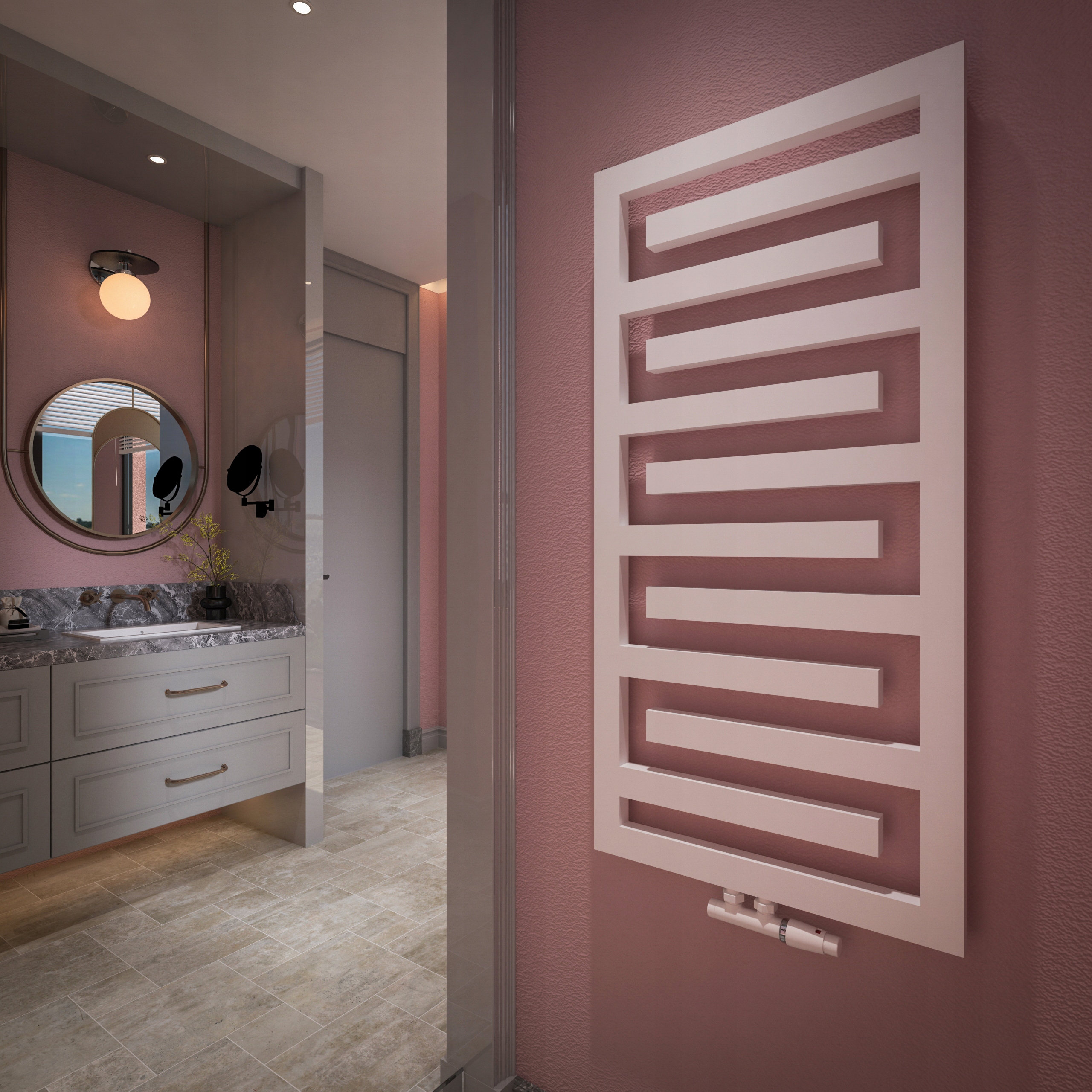 Grzejnik dekoracyjny ozdobny biały 55x55 Meander Moc grzewcza 346 W