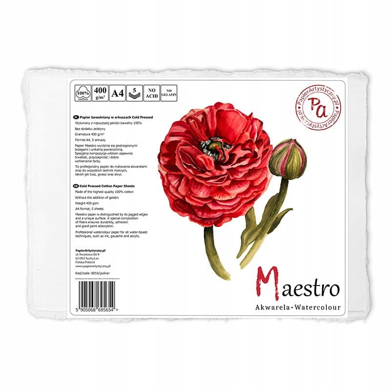 

Maestro Papier Bawełniany Akwarelowy 400G 5ARK A4