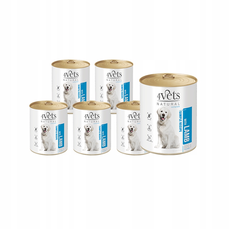 4Vets Natural Mokra karma dla psa Jagnięcina zestaw 12 x 800 g