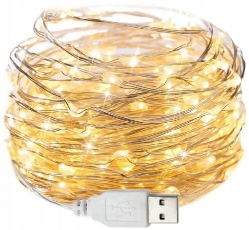 

Lampki Druciki 100 Led 10M Usb Biały Ciepły
