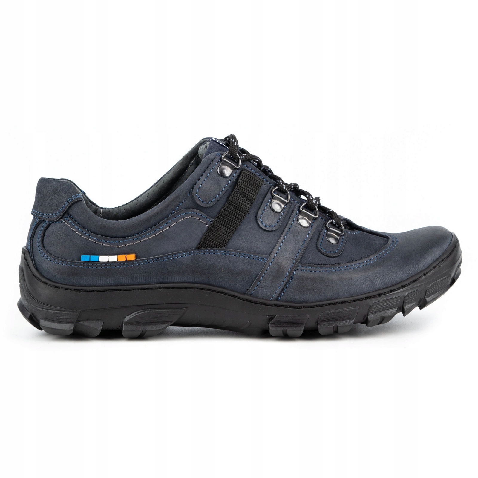 Pánské kožené šněrovací trekové boty Polské 213GT tmavě modré 41