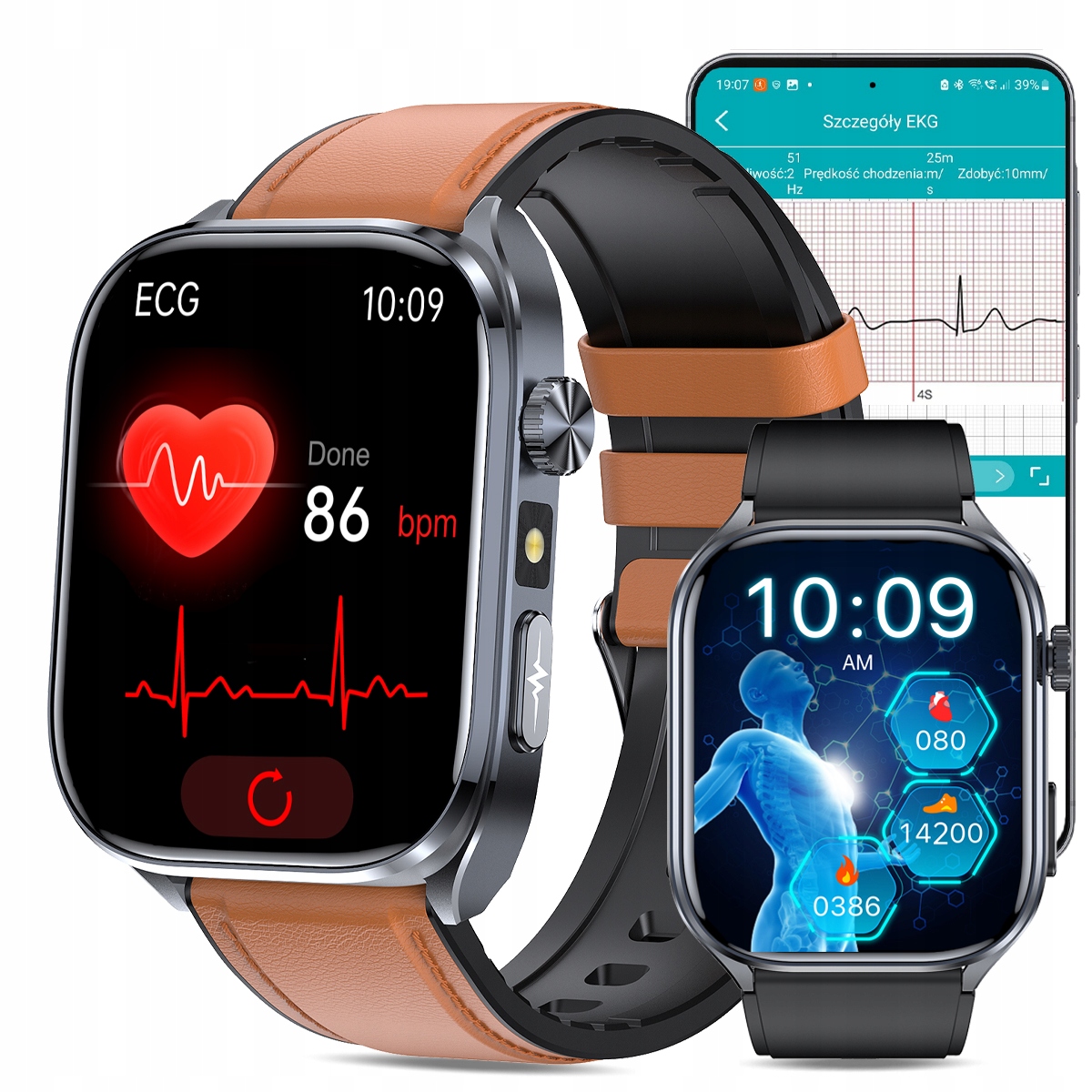 Smartwatch Ekg dla seniora, Pulsometr, Talk Bmi Hrv Ekg SpO2
