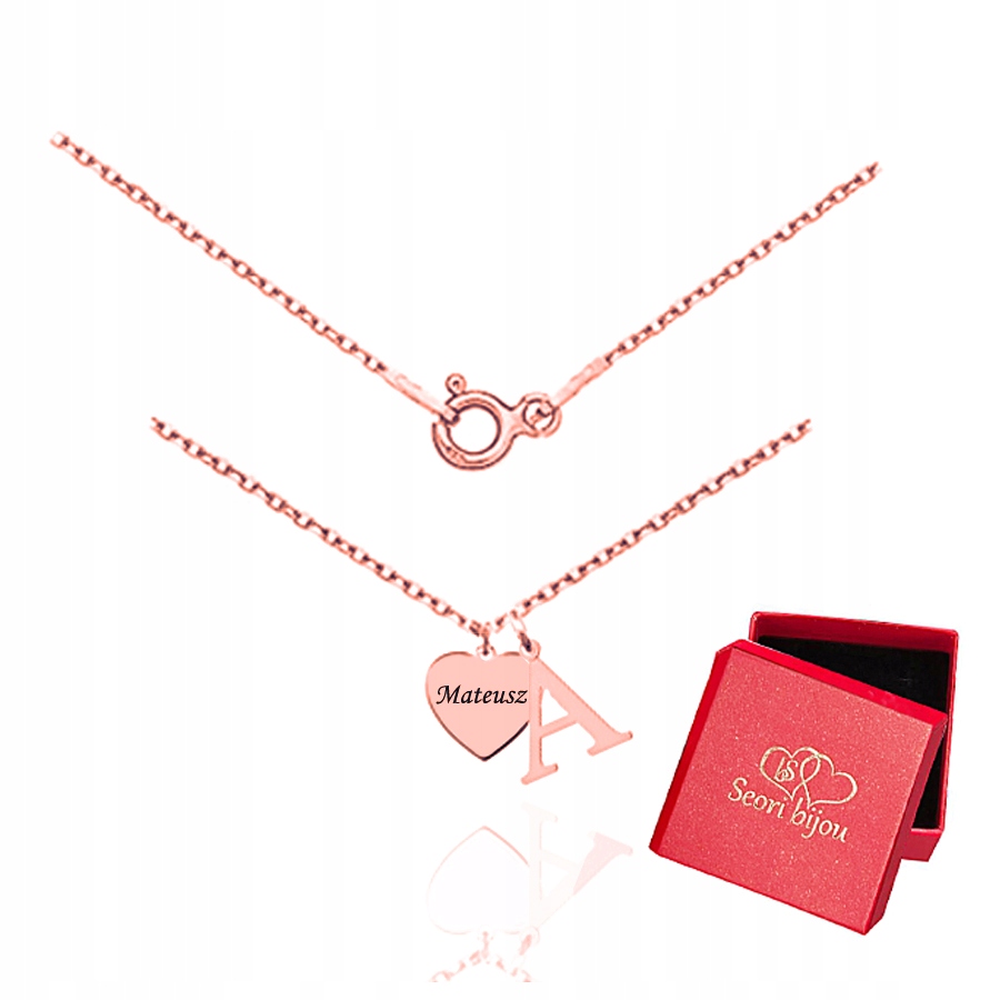 

Naszyjnik Serce Z Grawerem Literka Do Wyboru Róż