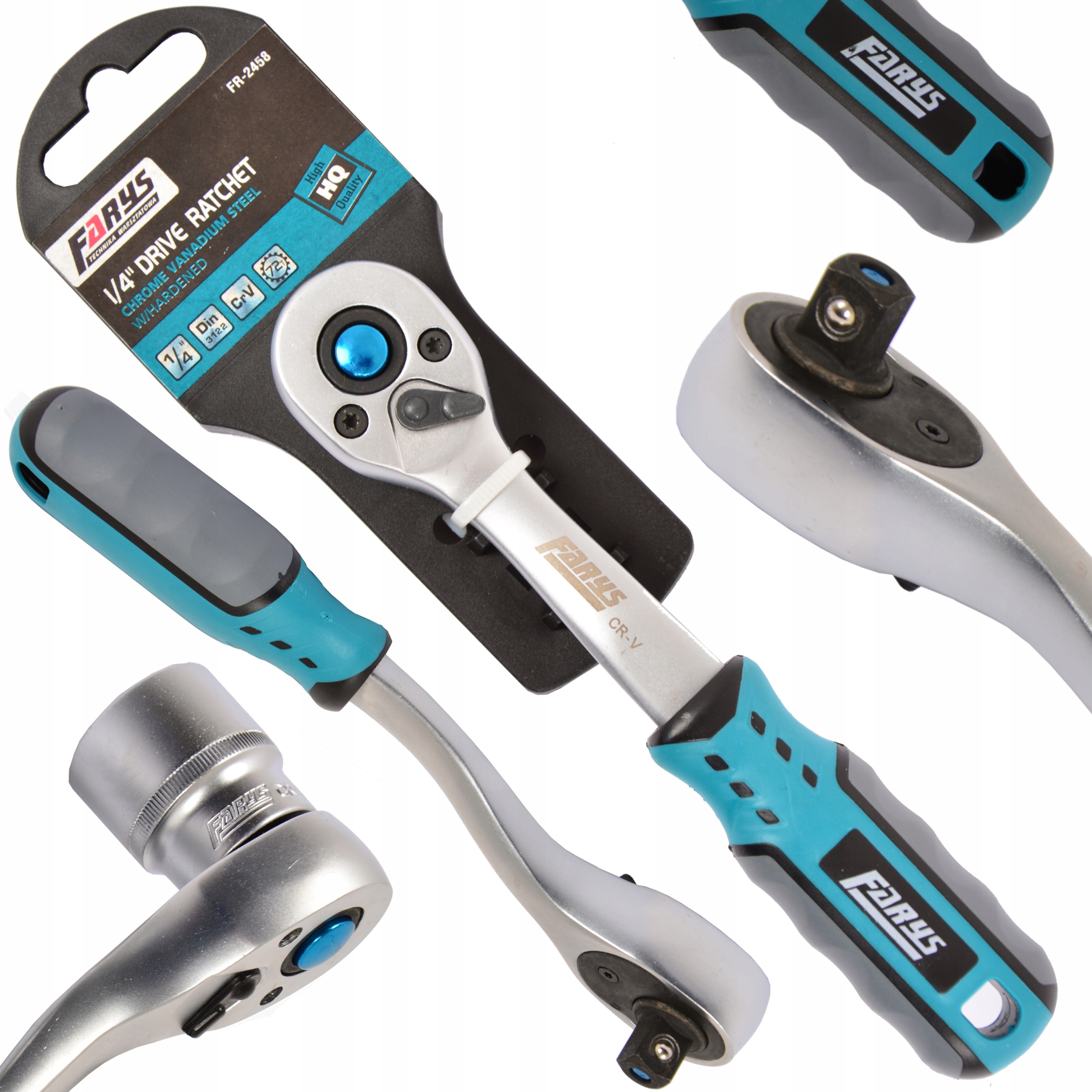 Grzechotka 1/4 Wygięta Odgięta 1/4 Do Nasadek 1/4" 72 zęby Farys Farys