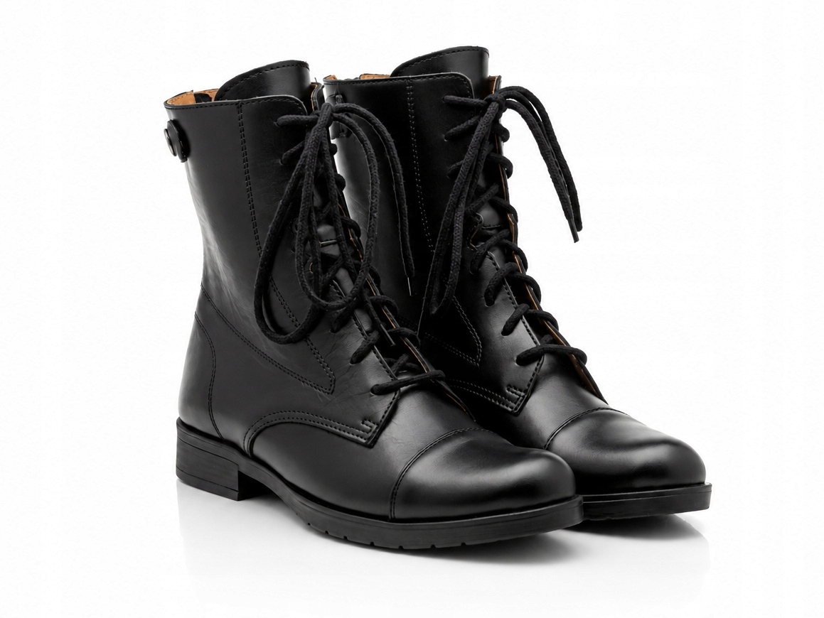 Buty jeździeckie damskie sztyblety skórzane wiązane Rusttler czarne 40